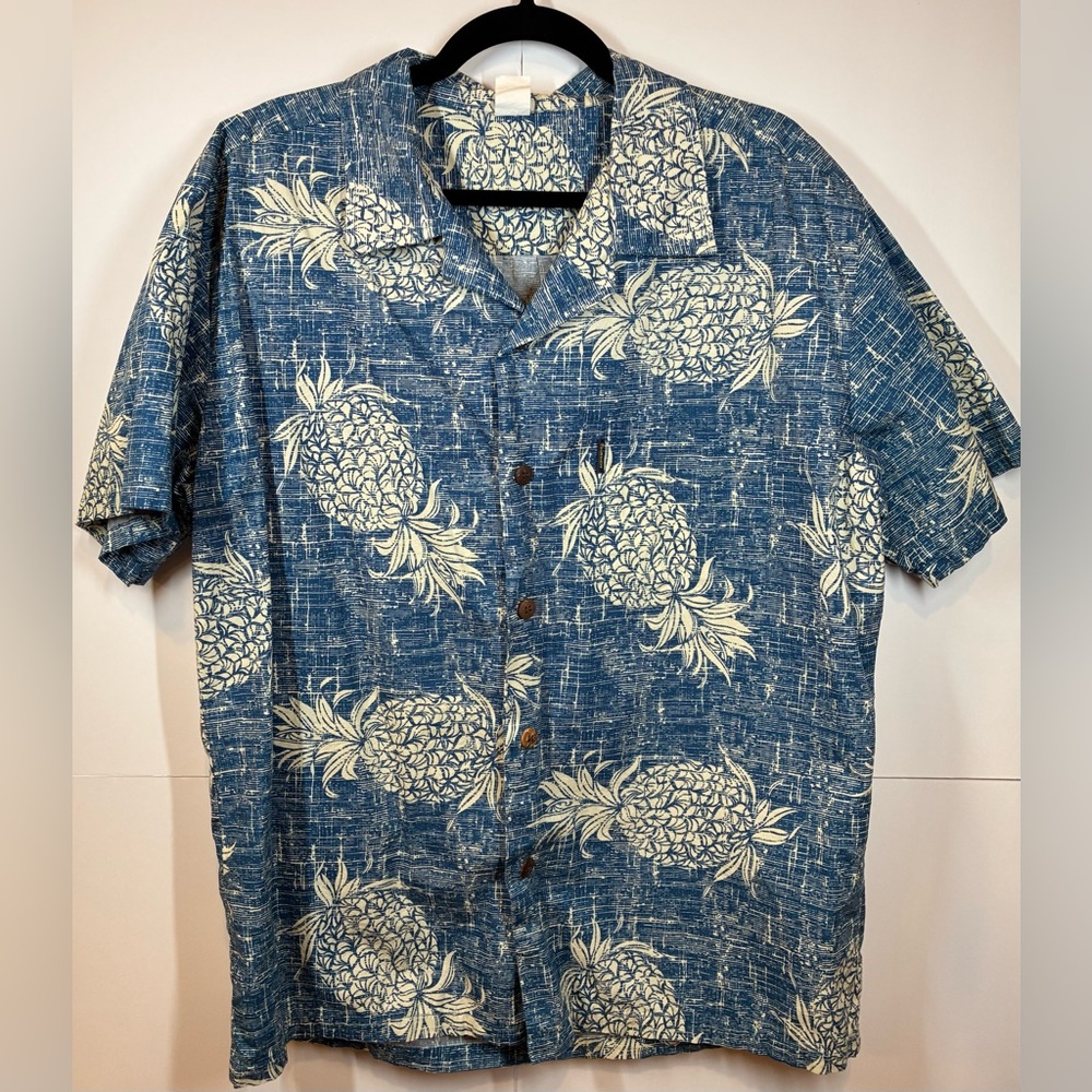Palmwave Hawiaii Men’s Pineapple Hawaiian Short-Sleeve Aloha Shirt Size Large